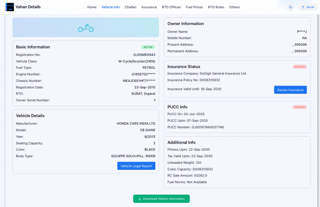 Vehicle info by Vahandetails.com